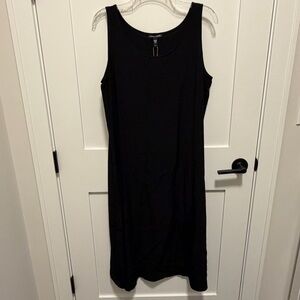 $248 NWT Eileen Fisher Medium Scoop Neck Tank Dress Black Tencel Lyocell Viscose